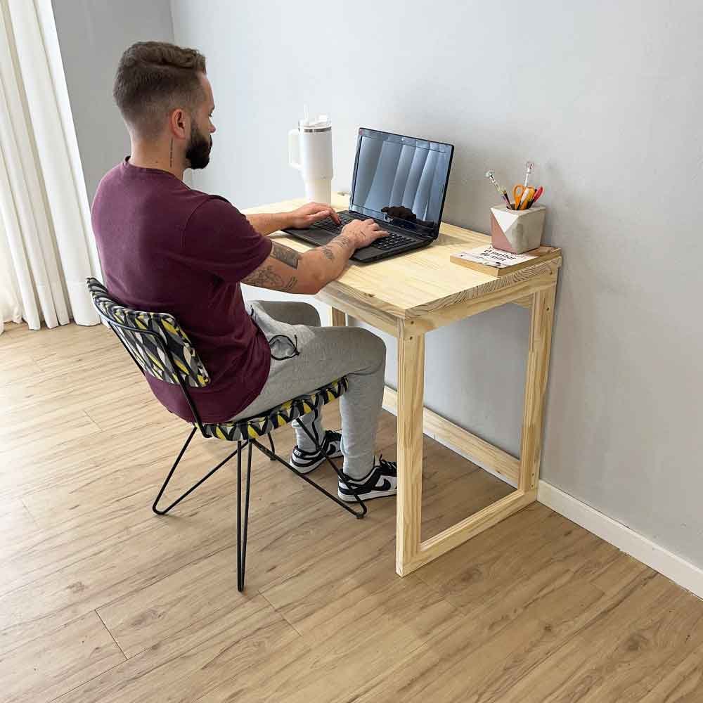 Mesa para Escritório de Madeira Pinus Linea Natural
