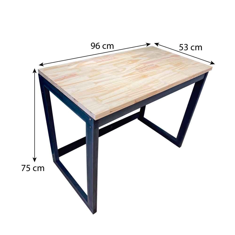 Mesa para Escritório de Madeira Pinus Linea Natural e Preto