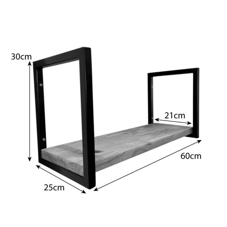 Prateleira de Parede de Ferro e Madeira Bracket Industrial 90cm Carvalho e  Branco