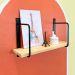 Prateleira de Parede de Ferro e Madeira Bracket Industrial 50cm Natural e Preto