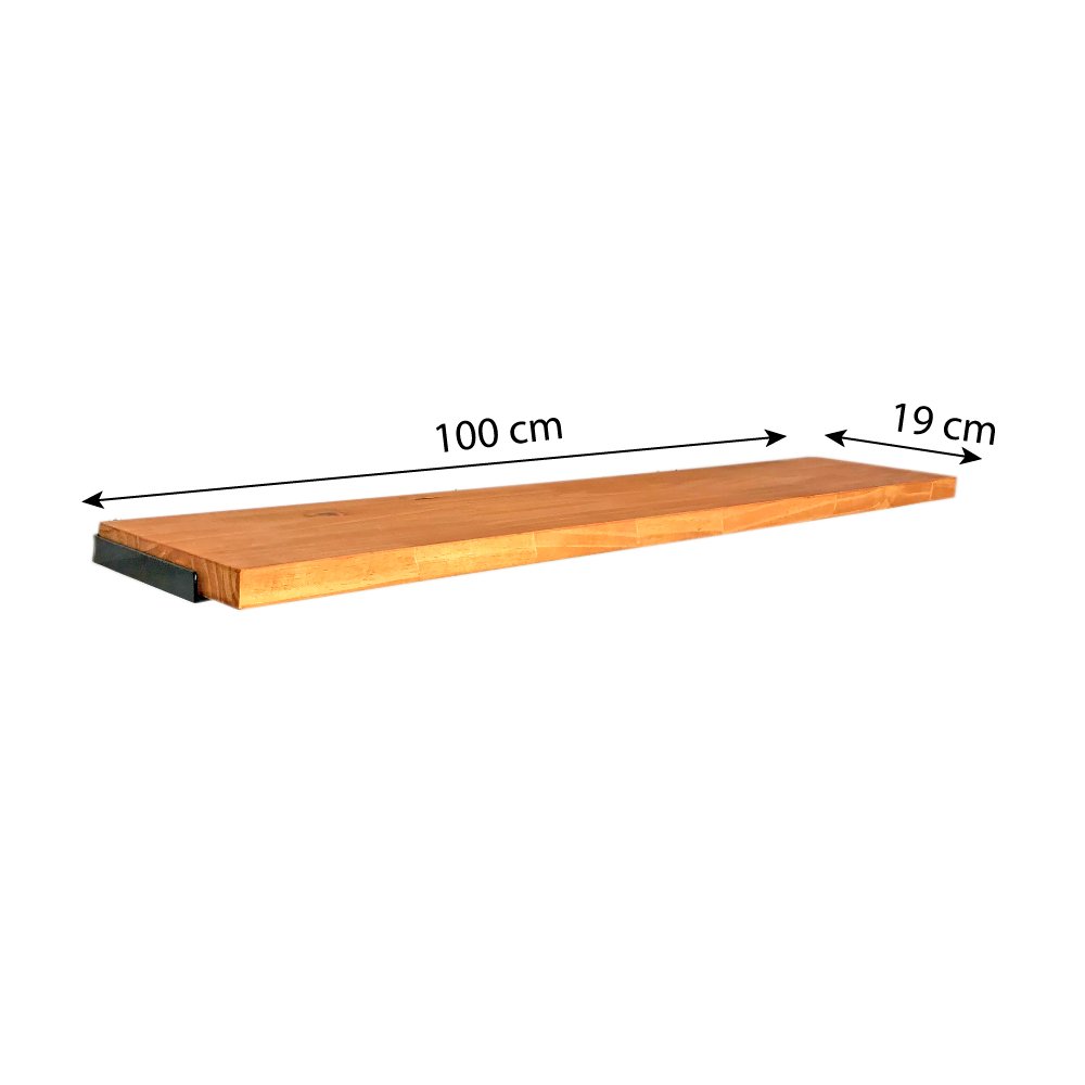 Prateleira de Parede de Ferro e Madeira Industrial Suspensa 100cm Carvalho e Branco