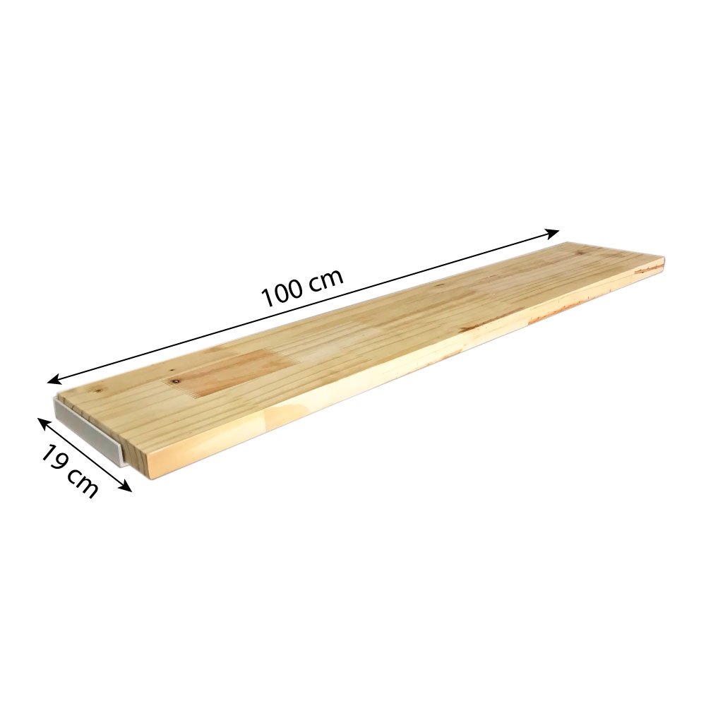 Prateleira de Parede de Ferro e Madeira Industrial Suspensa 100cm Natural e Branco