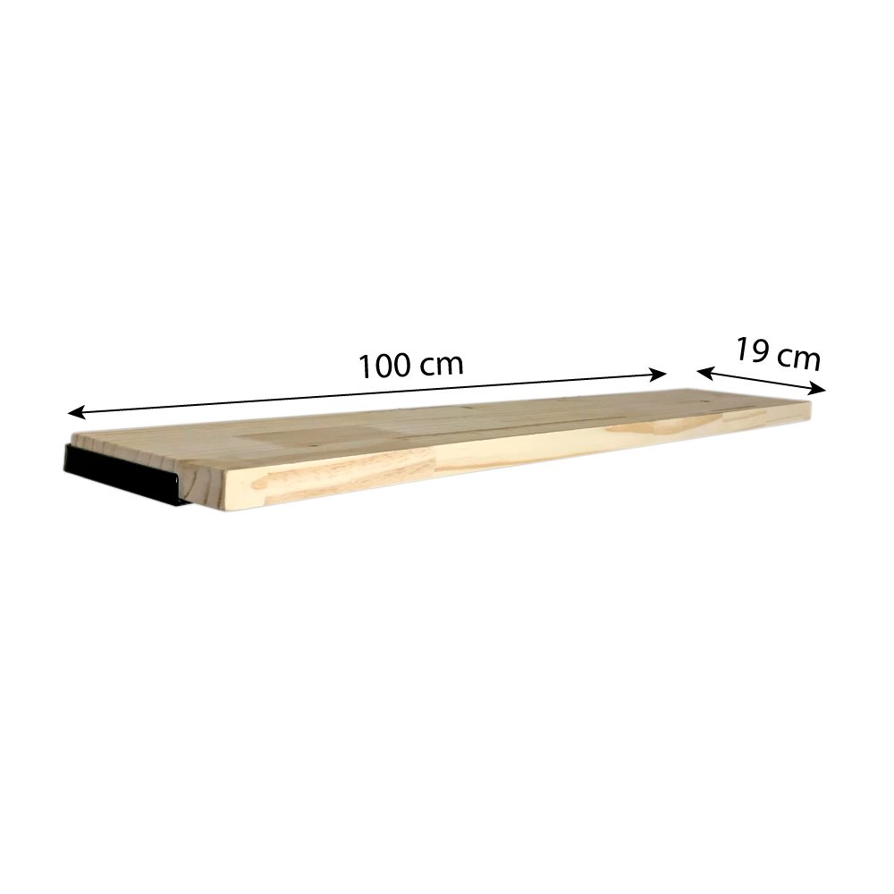 Prateleira de Parede de Ferro e Madeira Industrial Suspensa 100cm Natural e Preto