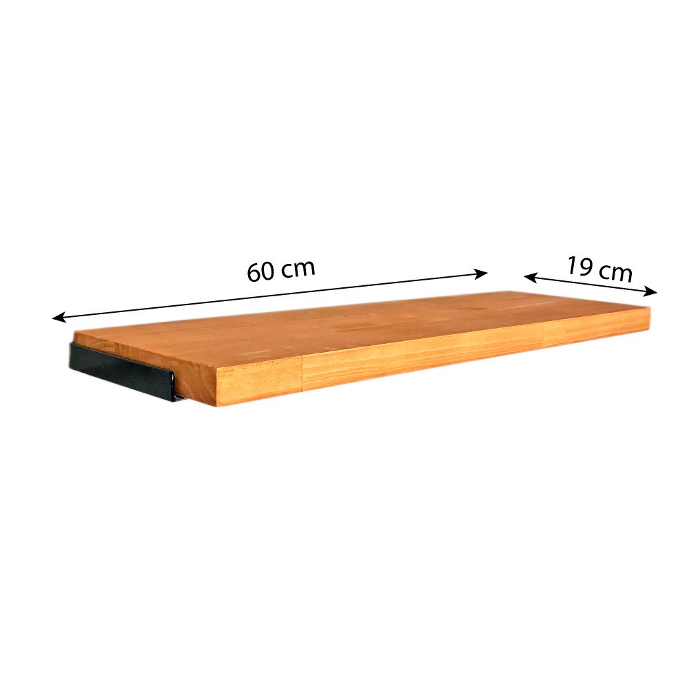 Prateleira de Parede de Ferro e Madeira Industrial Suspensa 60cm Carvalho e Preto