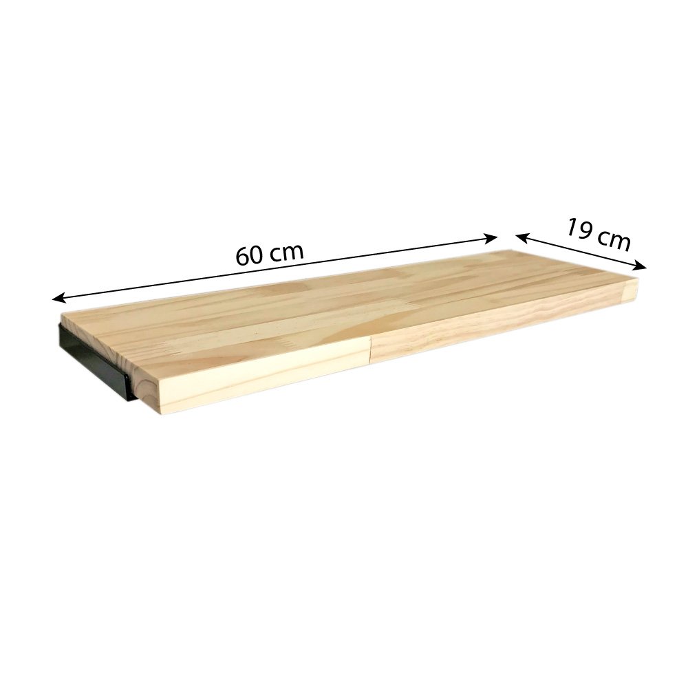 Prateleira de Parede de Ferro e Madeira Industrial Suspensa 60cm Nozes e Preto
