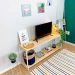 Rack de TV Industrial de Ferro e Madeira Style Square Natural e Branco