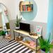Rack de TV Industrial de Ferro e Madeira Style Square Natural e Preto