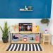 Rack de TV Industrial de Ferro e Madeira Style Square Natural e Preto