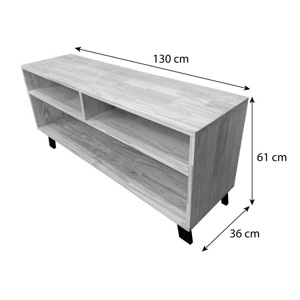Rack de TV de Madeira 3 Nichos Woods Natural e Preto