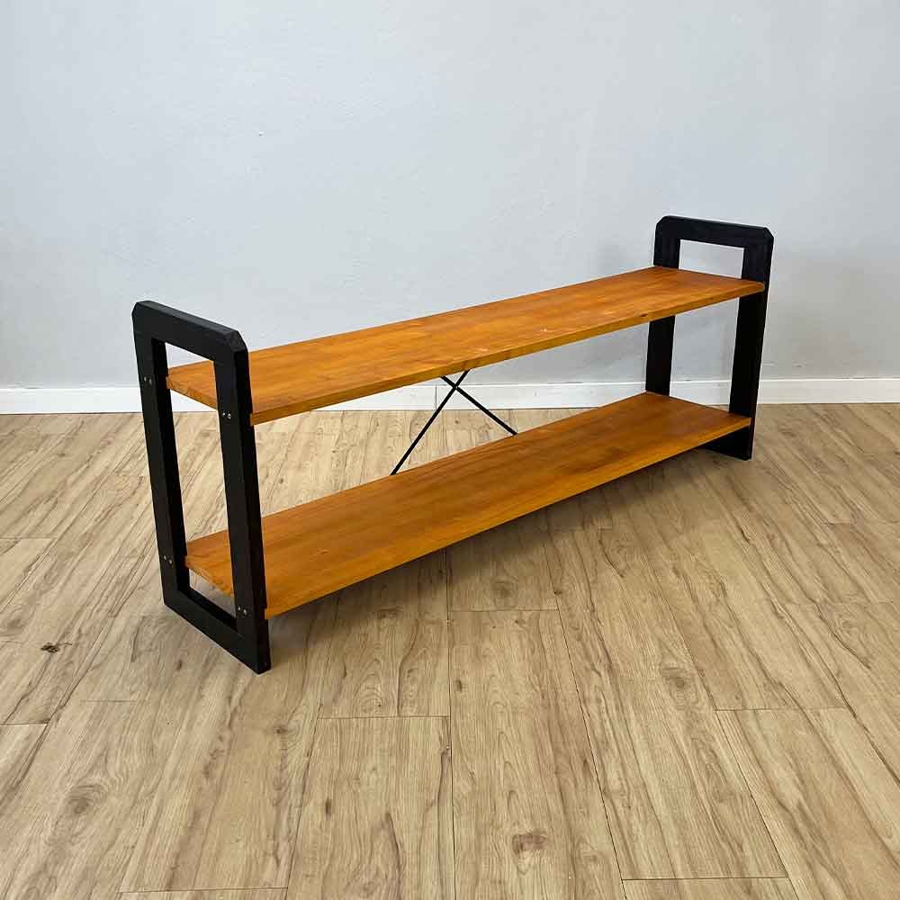 Rack de TV de Madeira Pinus Linea Carvalho e Preto
