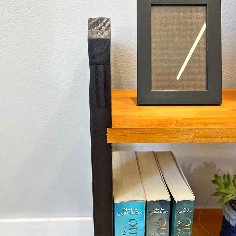 Rack de TV de Madeira Pinus Linea Carvalho e Preto