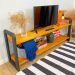 Rack de TV de Madeira Pinus Linea Carvalho e Preto