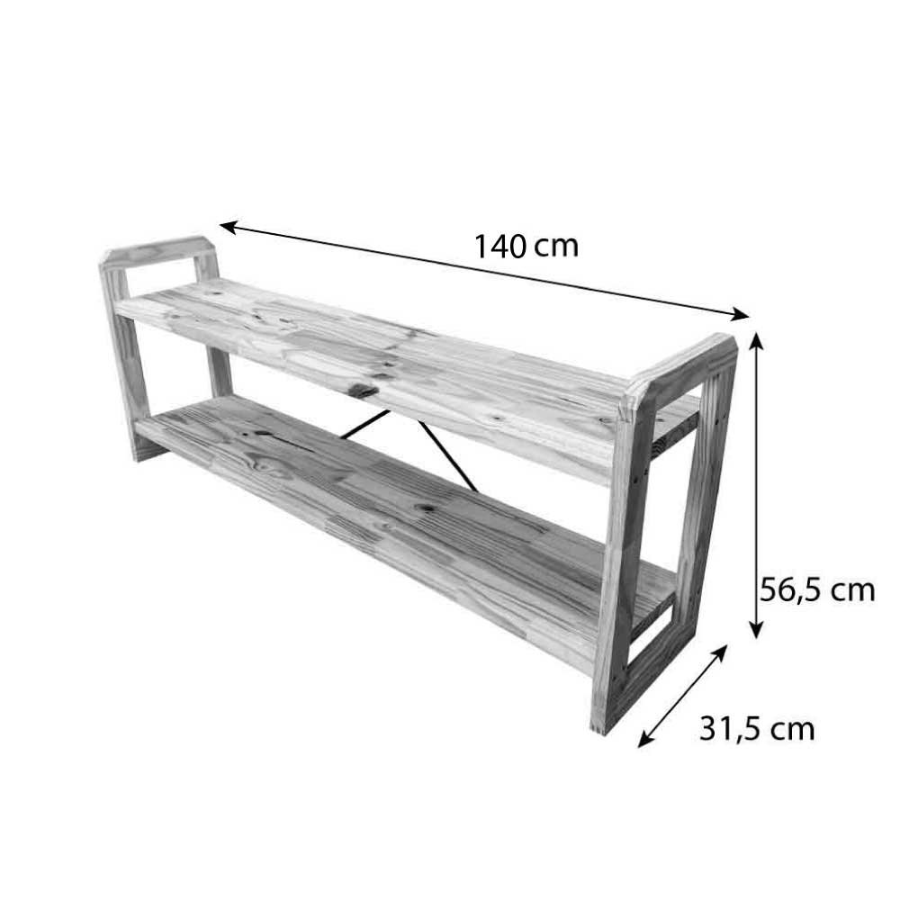 Rack de TV de Madeira Pinus Linea Carvalho e Preto