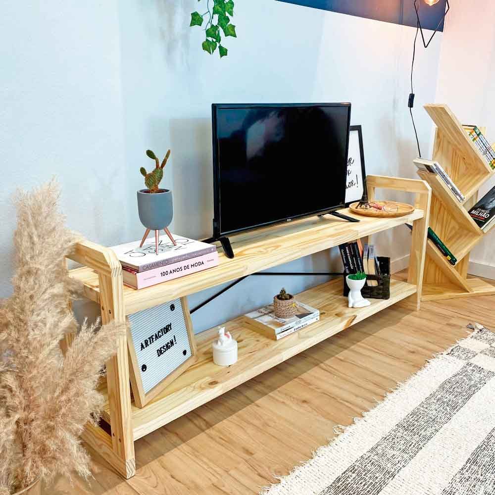 Rack de TV de Madeira Pinus Linea Natural