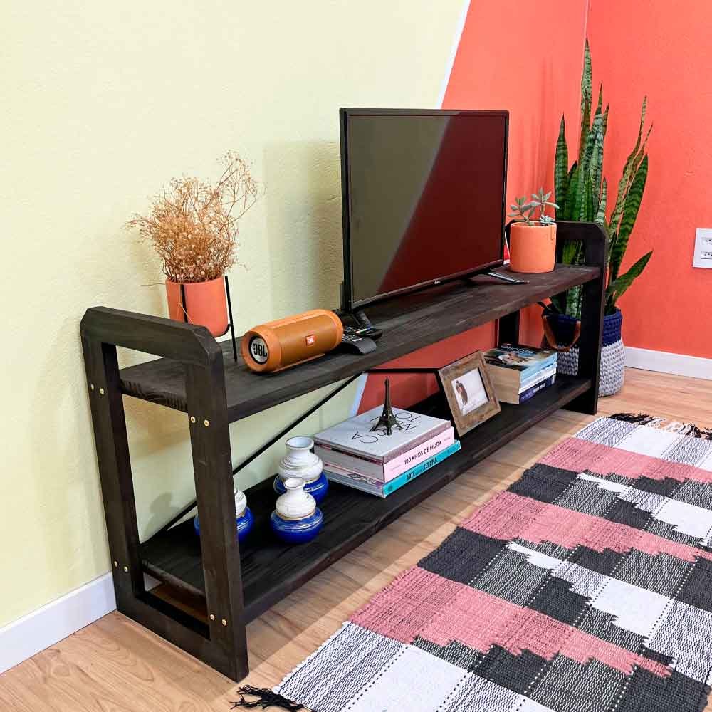 Rack de TV de Madeira Pinus Linea Tabaco