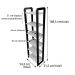 Rack de TV de Madeira Pinus com Estante 6 Prateleiras Slim Linea Tabaco