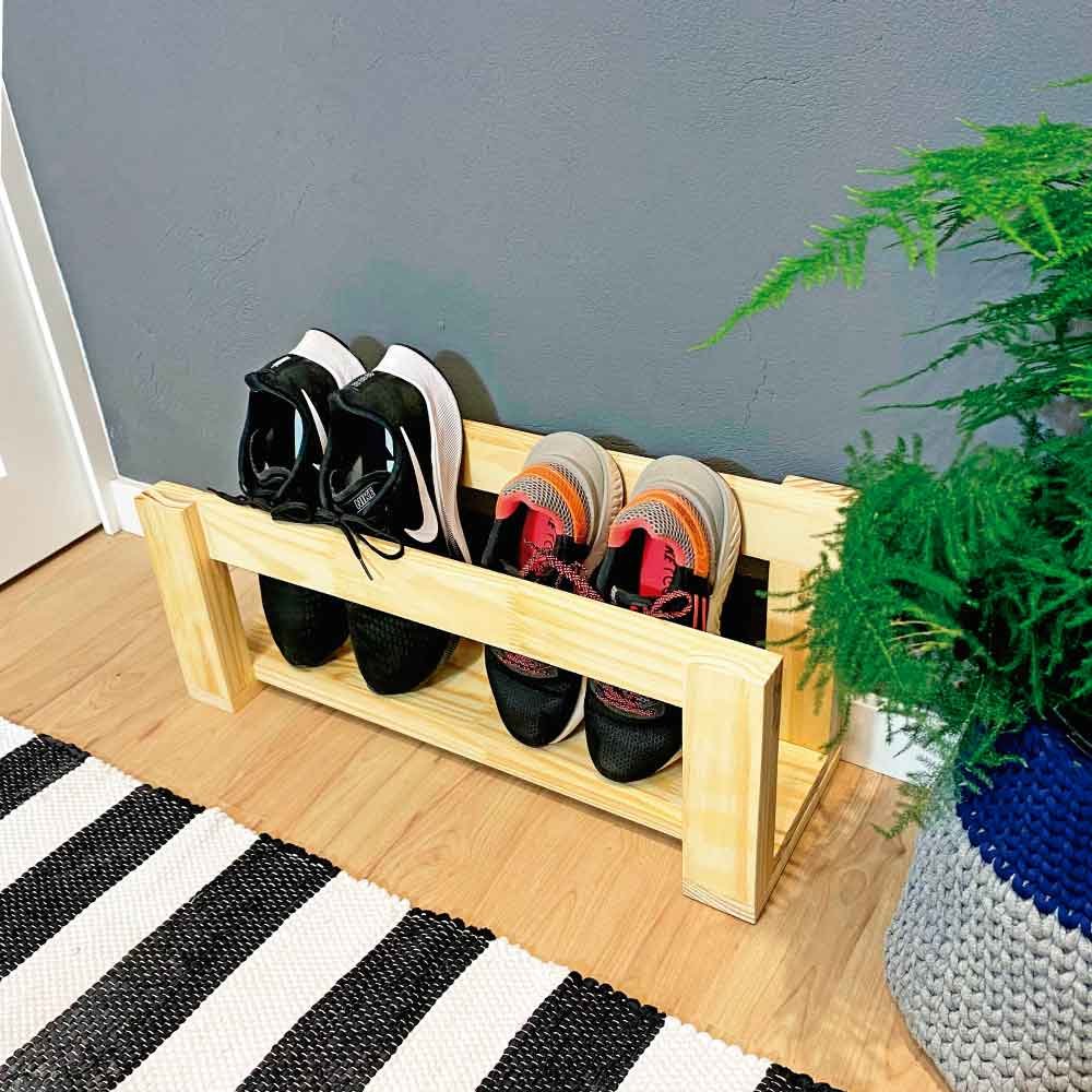 Sapateira de Madeira Pinus Linea Stair Natural