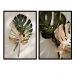 Kit com 2 Quadros Decorativos 60x40 cm Natureza Costela de Adão com Moldura Caixa Preta com 3cm de profundidade, na posição Vertical ideal para ambiente de Sala, Quarto e Hall.
