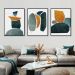 Kit com 3 Quadros Decorativos 70x50 cm Abstrato MInimalista com Moldura Caixa Preta, na posição Vertical ideal para ambiente de Sala, Quarto e Hall.