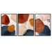 Kit com 3 Quadros Decorativos 70x50 cm Abstrato Manchas com Moldura Caixa Preta de 3cm de profundidade, na posição Vertical ideal para ambiente de Sala, Quarto e Hall