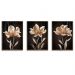 Kit com 3 Quadros Decorativos 70x50 cm Floral Dourado com Moldura Caixa Preta, na posição Vertical ideal para ambiente de Sala, Quarto e Hall.
