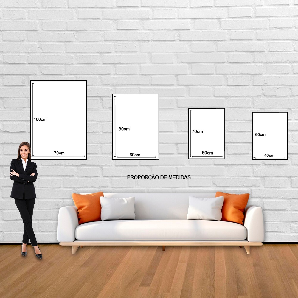 Kit com 3 Quadros Decorativos 70x50 cm Floral Moderno, Tela Canvas, na posição Vertical ideal para ambiente de Sala de Estar, Sala de Estar, Sala de Reunião, Quarto e Hall.