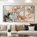 Kit com 3 Quadros Decorativos 70x50 cmAbstrato Manchas com Moldura Caixa Nogueira de 3cm de profundidade, na posição Vertical ideal para ambiente de Sala, Quarto e Hall
