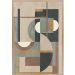 Quadro Decorativo Abstrato Geometrico com Moldura Caixa, na posição Horizontal, ideal para ambiente de Sala, Quarto, Escritorio e Hall de Entrada  (90x70cm)
