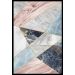 Quadro Decorativo Abstrato Geometrico com Moldura Caixa, na posição Horizontal, ideal para ambiente de Sala, Quarto, Hall e Escritorio