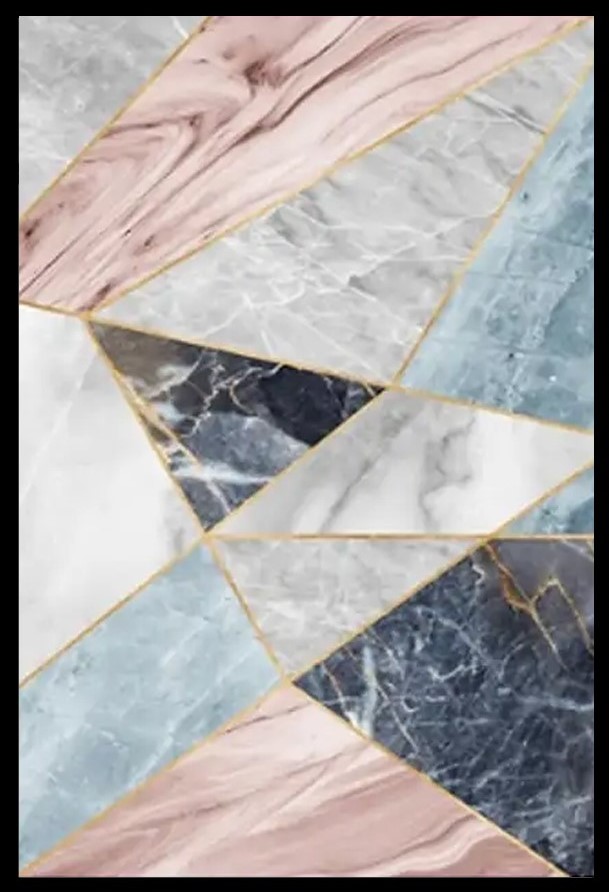 Quadro Decorativo Abstrato Geometrico com Moldura Caixa, na posição Horizontal, ideal para ambiente de Sala, Quarto, Hall e Escritorio