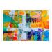 Quadro Decorativo Abstrato Intenso com Moldura Caixa, na posição Horizontal, ideal para ambiente de Sala, Quarto e Hall (Moldura Branca, 100x70 cm)
