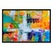 Quadro Decorativo Abstrato Intenso com Moldura Caixa, na posição Horizontal, ideal para ambiente de Sala, Quarto e Hall (Moldura Preta, 100x70 cm)
