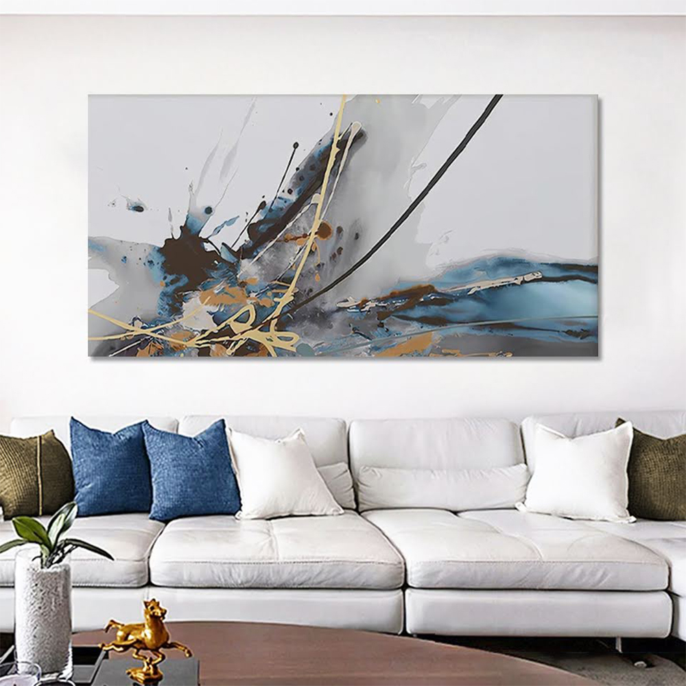 Quadro Decorativo Abstrato Mancha, Tela em Canvas na Horizontal ideal para ambiente de Sala de estar, jantar, reuniões, Quarto e Hall de entrada