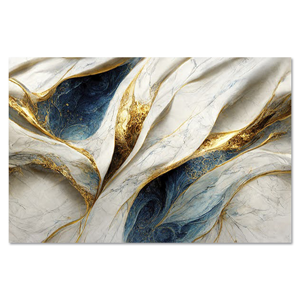 Quadro Decorativo Abstrato Marmorizado Ondas, Tela em Canvas na Horizontal ideal para ambiente de Sala de estar, jantar, reuniões, Quarto e Hall de entrada