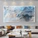Quadro Decorativo Abstrato Onda com Moldura Caixa Branca, na posição Horizontal, ideal para ambiente de Sala, Quarto e Hall (100x70 cm)