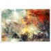 Quadro Decorativo Abstrato Vibrante com Moldura Caixa, na posição Horizontal, ideal para ambiente de Sala, Quarto e Hall (Moldura Branca, 100x70 cm)