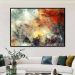 Quadro Decorativo Abstrato Vibrante com Moldura Caixa, na posição Horizontal, ideal para ambiente de Sala, Quarto e Hall (Moldura Freijo, 100x70 cm)