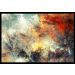 Quadro Decorativo Abstrato Vibrante com Moldura Caixa, na posição Horizontal, ideal para ambiente de Sala, Quarto e Hall (Moldura Preta, 100x70 cm)