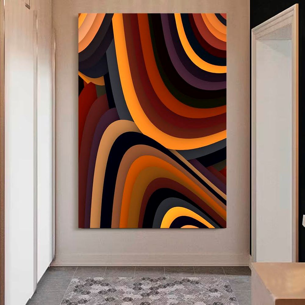 Quadro Decorativo Abstrato Vibrante, Tela em Canvas na Vertical ideal para ambiente de Sala, Quarto e Hall de entrada (100x70 cm)