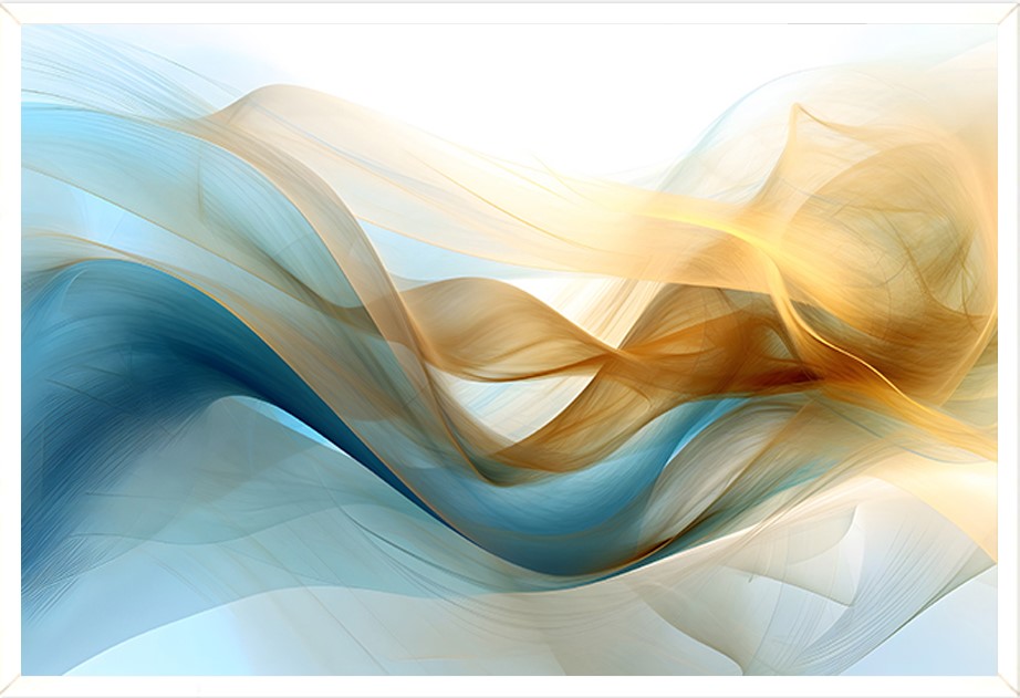 Quadro Decorativo Abstrato com Moldura Caixa, na Posição Horizontal, ideal para Ambiente de Sala, Quarto e Hall de Entrada (Moldura Branca, 100x70 cm)