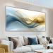 Quadro Decorativo Abstrato com Moldura Caixa, na Posição Horizontal, ideal para Ambiente de Sala, Quarto e Hall de Entrada (Moldura Branca, 100x70 cm)
