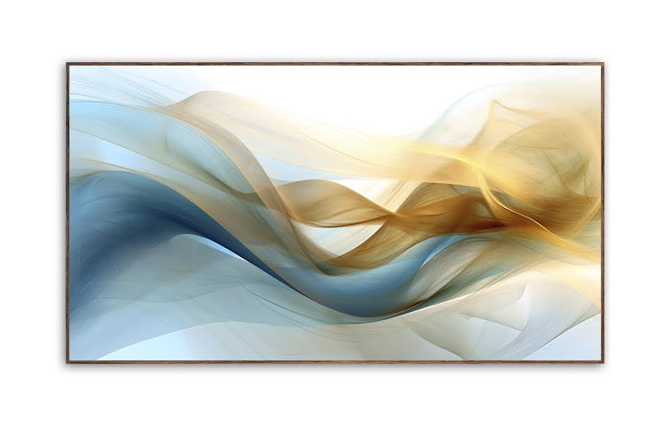 Quadro Decorativo Abstrato com Moldura Caixa, na Posição Horizontal, ideal para Ambiente de Sala, Quarto e Hall de Entrada (Moldura Nogueira, 100x70 cm)
