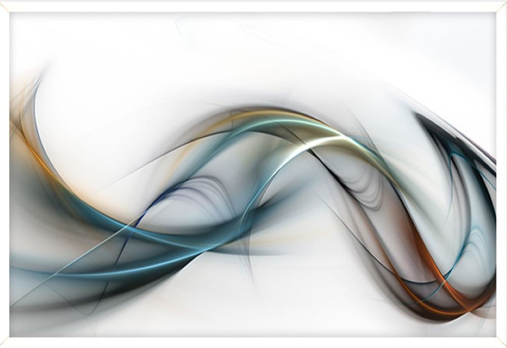 Quadro Decorativo Abstrato com Moldura Caixa, na posição Horizontal, ideal para ambiente de Sala, Quarto e Hall (Moldura Branca, 100x50 cm)