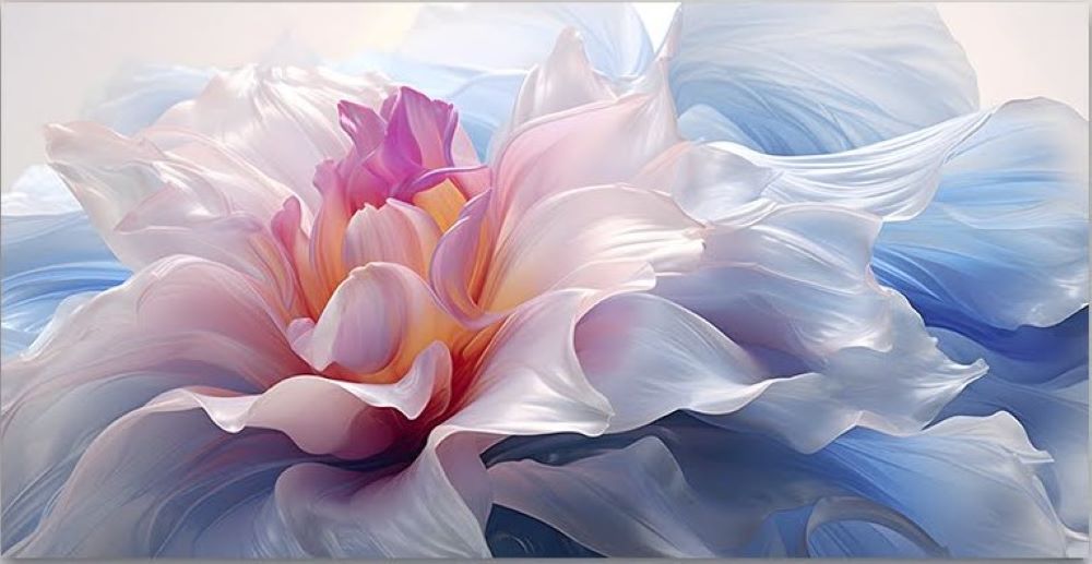 Quadro Decorativo Floral Abstrato, Tela em Canvas na Horizontal ideal para ambiente de Sala, Quarto e Hall de entrada (100x70 cm)
