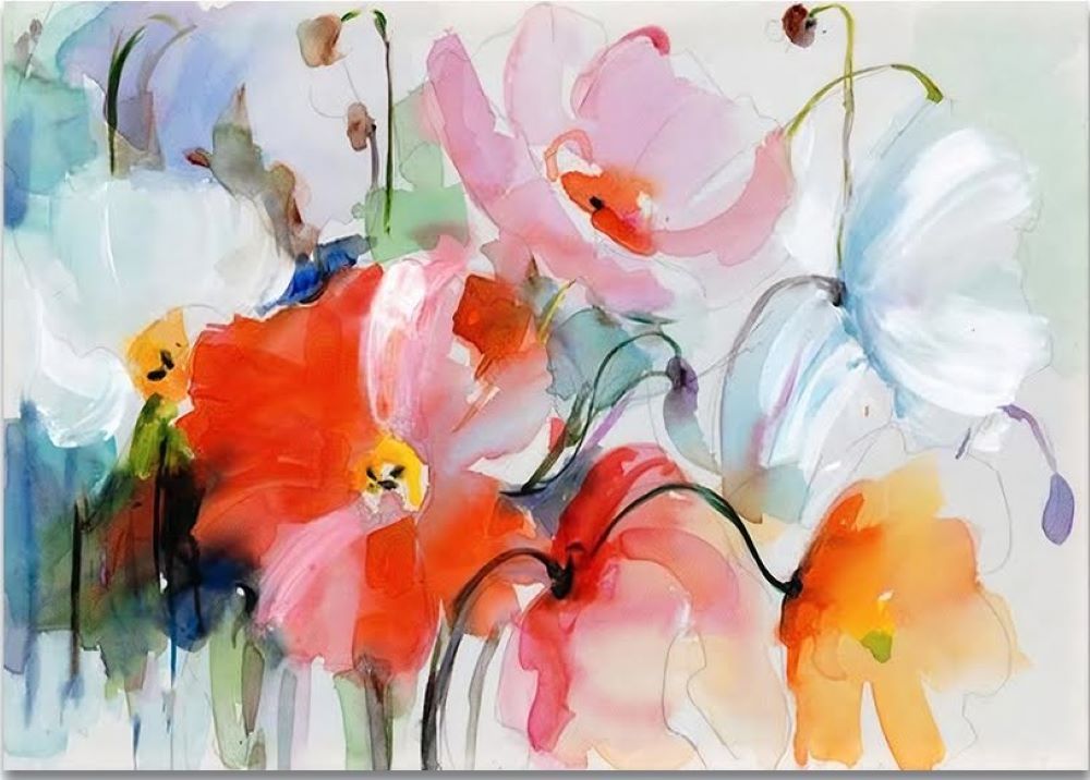 Quadro Decorativo Floral Contemporâneo, Tela em Canvas na Horizontal ideal para ambiente de Sala, Quarto e Hall (100X70 CM)