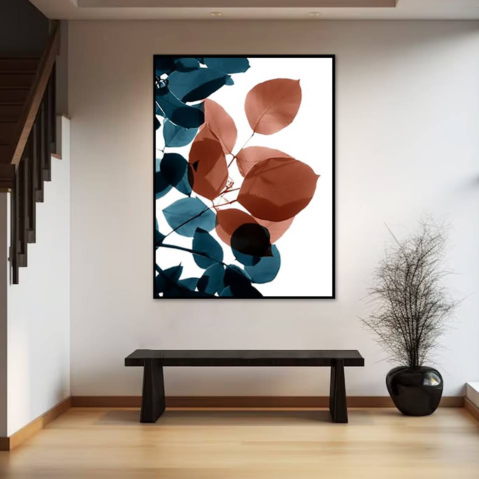 Quadro Decorativo Floral Contemporaneo Raio X com Moldura Caixa, na posição Horizontal, ideal para ambiente de Sala, Quarto e Hall