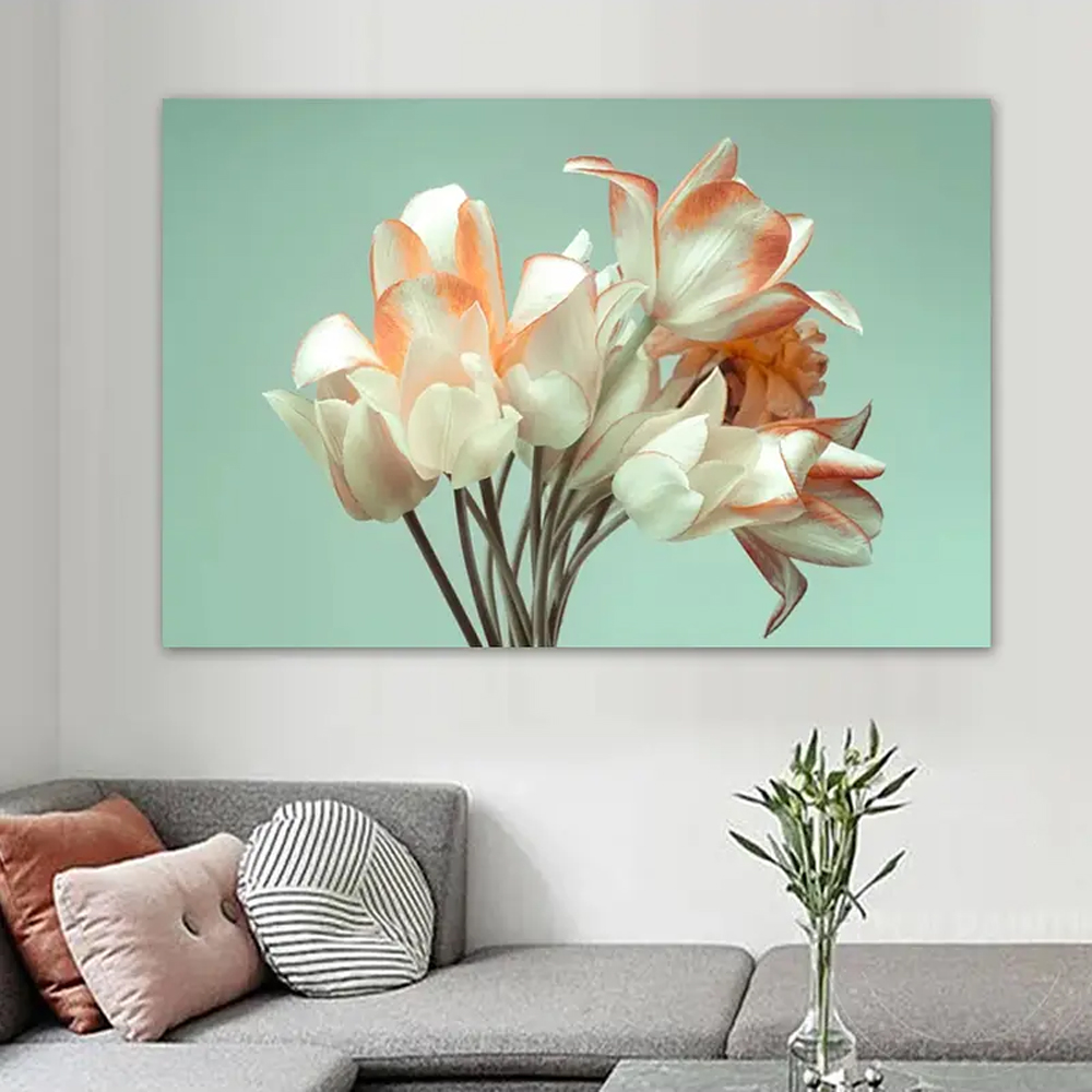 Quadro Decorativo Floral Fotografico Tulipa, Tela em Canvas na Horizontal ideal para ambiente de Sala de estar, jantar, reuniões, Quarto e Hall de entrada