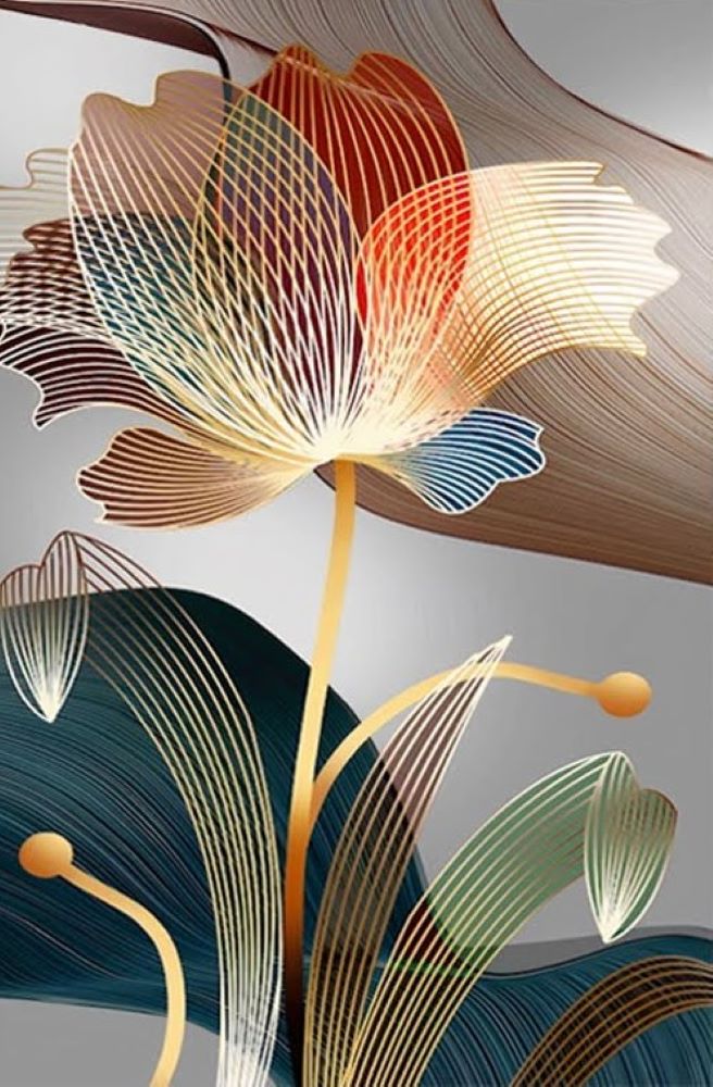 Quadro Decorativo Floral Moderno, Tela em Canvas na vertical ideal para ambiente de Sala, Quarto e Hall (100x70 cm)