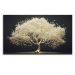 Quadro Decorativo Floral Pintura Arvore Dourada, Tela em Canvas na Horizontal ideal para ambiente de Sala de estar, jantar, reuniões, Quarto e Hall de entrada