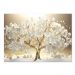 Quadro Decorativo Floral Pintura Arvore Prosperidade, Tela em Canvas na Horizontal ideal para ambiente de Sala de estar, jantar, reuniões, Quarto e Hall de entrada